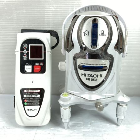  HITACHI 日立 レーザー墨出し器 「垂直1/ 垂直2/ 垂 直 /通り芯」 (受光器・ケース付) 校正歴不明 UG25U グレー