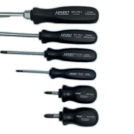  HAZET ハゼット プラスドライバー 6本セット 835-PH0/835-PH01/835-PH02/835-PH1/835-PH2/835-PH3 ブラック