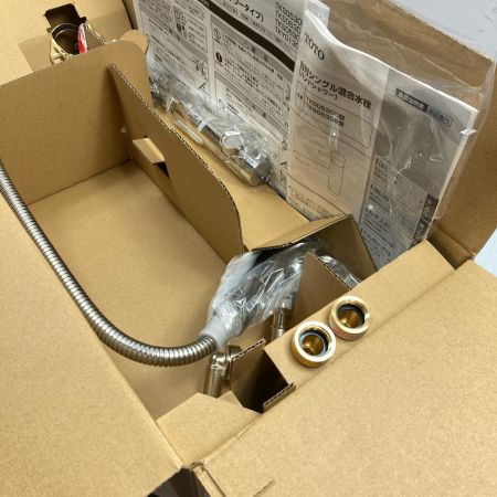  TOTO トートー 台付シングル混合水栓（エコシングル、ハンドシャワー、寒冷地用）未使用 TKS05305ZA シルバー