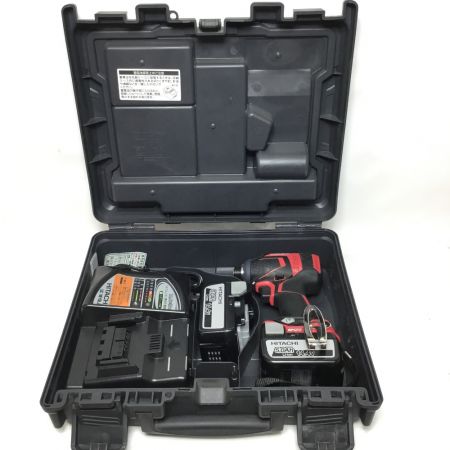  HITACHI 日立 インパクトドライバ  14.4v 充電器・充電池2個・ケース付 WH 14DDL レッド