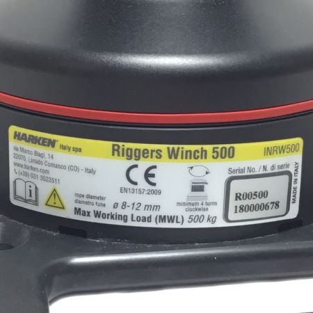  HARKEN 工具 工具関連用品 リガーズウィンチ 程度B ハンドル付 INRW500 ブラック