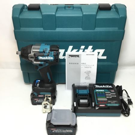  MAKITA マキタ インパクトレンチ 未使用品(S) 充電器・充電池2個・ケース付 コードレス式 40v TW007GRDX ブルー