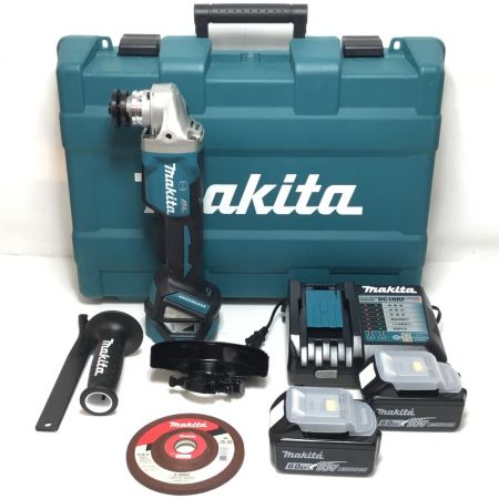  MAKITA マキタ ディスクグラインダー コードレス式 18v 充電器・充電池2個・ケース付  125mm 未使用品(S)  GA518DRGX ブルー