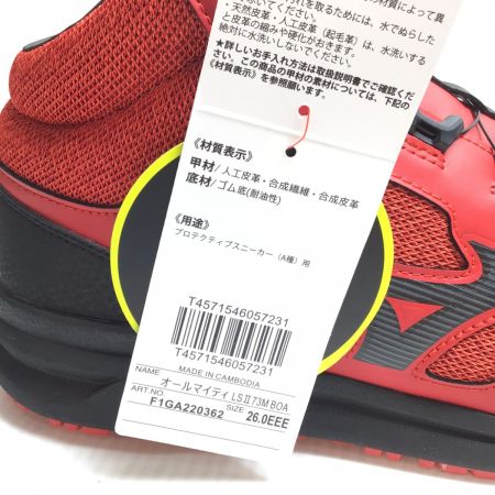  MIZUNO ミズノ 安全靴 未使用品(S) 本体のみ 26cm F1GA220362 レッド×ブラック