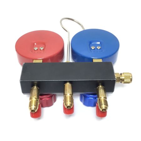  Asada マニホールド 程度B 黄/青ホース・ケース付 R410A/R32