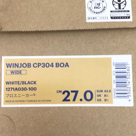  asics アシックス 安全靴 未使用品(S) 27.0cm WINJOB CP304 BOA WHITE/BLACK  1271A030-100