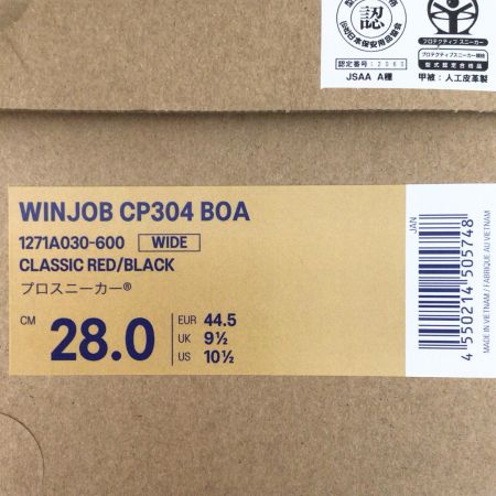  asics アシックス 安全靴 未使用品(S) 28.0cm WINJOB CP304 BOA CLASSIC RED/BLACK  1271A030-600