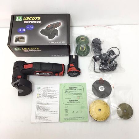  U-TOOLS ディスクグラインダー 未使用品(S) 充電器・充電池2個付 コードレス式 75mm 10.8v UECO75 ブラック
