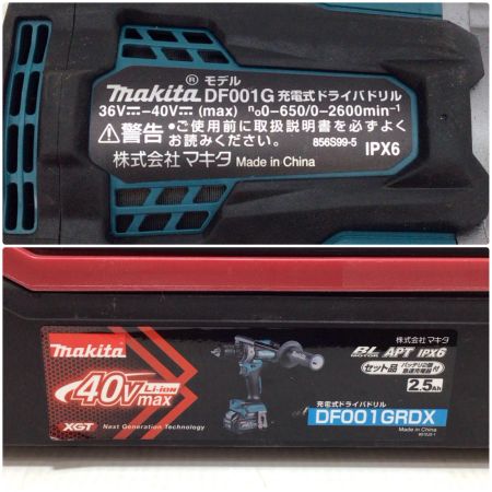  MAKITA マキタ ドライバドリル 程度B 充電器・充電池1個・ケース付 コードレス式 40v 充電9回 0007177Y 使用感有 DF001GRDX ブルー