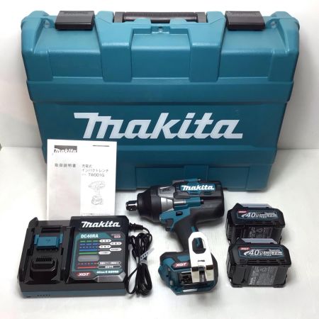  MAKITA マキタ インパクトレンチ 未使用品(S) 充電器・充電池2個・ケース付 コードレス式 40v 35791 TW001GRDX ブルー