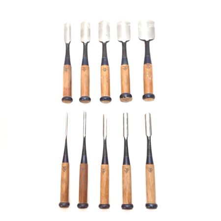  忠綱 丸ノミ 忠鋼 10本組・箱付 記名有 程度B