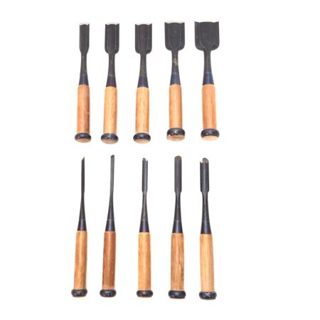  忠綱 丸ノミ 忠鋼 10本組・箱付 記名有 程度B