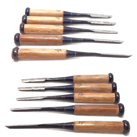  忠綱 丸ノミ 忠鋼 10本組・箱付 記名有 程度B