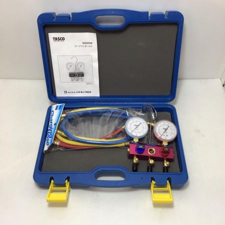  イチネンTASCO マニホールド 程度B ホース.ケース付 コードレス式 030423 動作未確認 TA122G