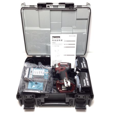  MAKITA マキタ 締め付け工具 インパクトドライバ 未使用品(S) 充電器・充電池2個・ケース付 コードレス式 18v 限定色 TD173DGXAR レッド