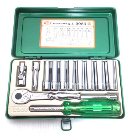  TONE トネ ハンドツール ソケットレンチセット 程度B ソケット各種・ケース付 使用感有 L-2085