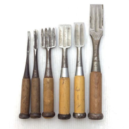   大工道具 ノミ 6本セット 程度B 記名あり 欠けあり 