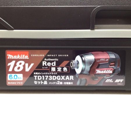  MAKITA マキタ インパクトドライバ 未使用品(S) 充電器・充電池2個・ケース付 コードレス式 18v 6.0Ah TD173DGXAR レッド