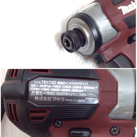  MAKITA マキタ インパクトドライバ 未使用品(S) 充電器・充電池2個・ケース付 コードレス式 18v 6.0Ah TD173DGXAR レッド