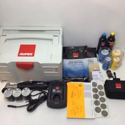 ΘΘ RUPES ポリッシャー 程度A バッテリー3個・充電器・アタッチメント・替バフ・ケース付 コードレス式 10.8v HR81M ブラック Aランク