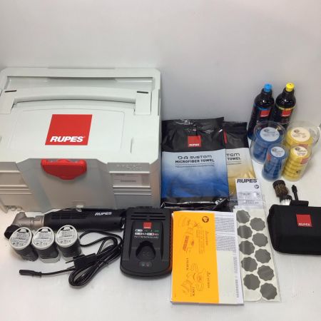  RUPES ポリッシャー 程度A バッテリー3個・充電器・アタッチメント・替バフ・ケース付 コードレス式 10.8v HR81M ブラック