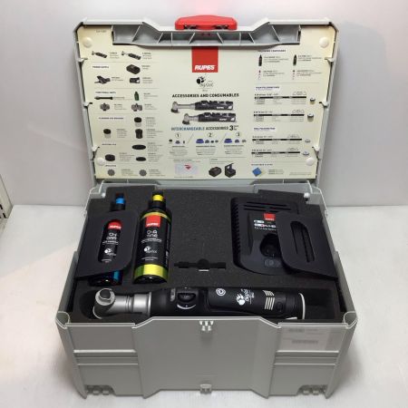  RUPES ポリッシャー 程度A バッテリー3個・充電器・アタッチメント・替バフ・ケース付 コードレス式 10.8v HR81M ブラック
