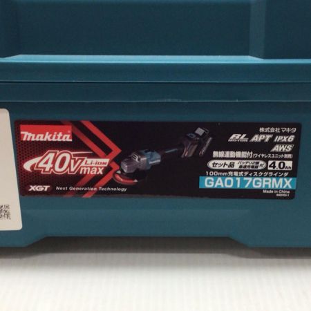  MAKITA マキタ ディスクグラインダー 未使用品(S) ケース付 コードレス式 100mm 40v 0005094Y ホイールカバー、グリップなし GA017G ブルー
