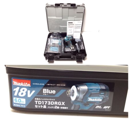  MAKITA マキタ インパクトドライバ 未使用品(S) 充電器・充電池2個・ケース付 コードレス式 18v 6.0Ah 785816 TD173DRGX ブルー