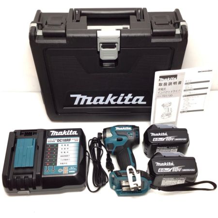  MAKITA マキタ インパクトドライバ 未使用品(S) 充電器・充電池2個・ケース付 コードレス式 18v 6.0Ah 785817 TD173DRGX ブルー