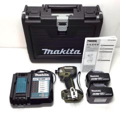  MAKITA マキタ インパクトドライバ 未使用品(S) 充電器・充電池2個・ケース付 コードレス式 18v 757066 TD173DRGX オリーブ Sランク
