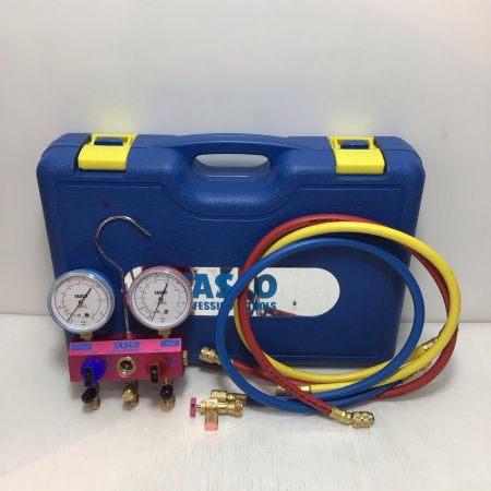  イチネンTASCO マニホールド 程度B チャージホース3本・チャージバルブ1個・ケース付 R410A/R32 TA122FA