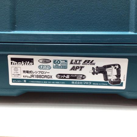  MAKITA マキタ レシプロソー 未使用品(S) 充電器・充電池2個・ケース付 コードレス式 18v 6.0Ah 588603Y JR188DRGX ブルー