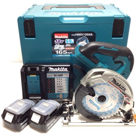  MAKITA マキタ 丸のこ 充電器・充電池2個・ケース付 コードレス式 18v 未使用品(S) HS631DGXS ブルー