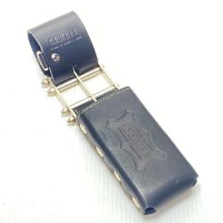 ΘΘ KNICKS 工具差し ベルトループ・ロング金具付 総ヌメ革鳶レベルホルダー ブラック Cランク