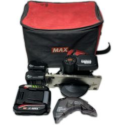 ΘΘ MAX マックス 丸のこ 充電器・充電池2個・ケース付  165mm 18v 19A102336 PJ-CS61CDP ブラック×レッド Cランク