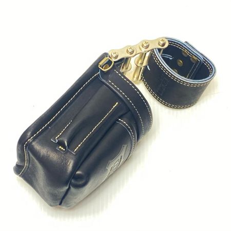  KNICKS 腰袋 ベルトループ・3連金具付 グローブ革 小物腰袋 VAストリッパーフォルダー ブラック