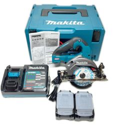 ΘΘ MAKITA マキタ 丸のこ 充電器・充電池2個・ケース付 コードレス式 40v 26007Y HS005GRDX ブルー Sランク