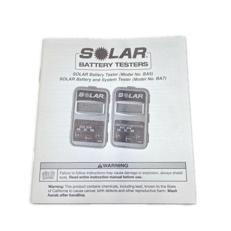  SOLAR バッテリーテスター 動作未確認 BA5