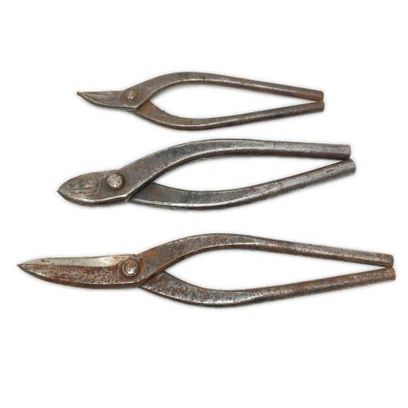  盛久 ステン用 金切鋏 3本セット 刃長90mm,全長330mm/刃長45mm,全長275mm/刃長45mm,全長240mm サビ有