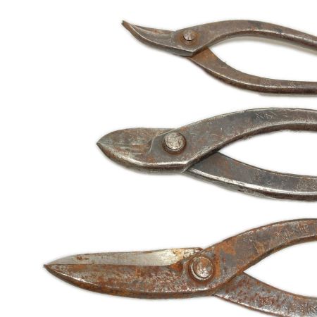  盛久 ステン用 金切鋏 3本セット 刃長90mm,全長330mm/刃長45mm,全長275mm/刃長45mm,全長240mm サビ有