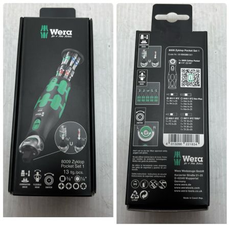 Wera サイクロップポケットラチェット ビット12種・外箱付 8009 グリーン×ブラック