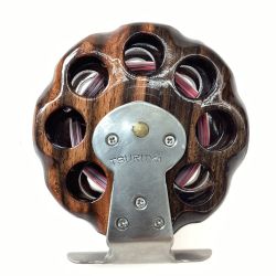 §§ ツルヤ 黒鯛ヘチ釣り木製リール　黒檀 Bランク