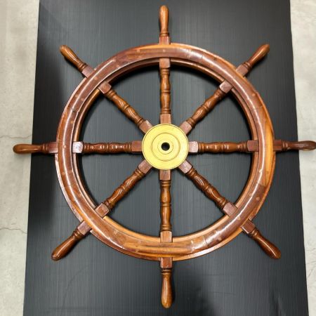 【発送不可　店頭受取】釣り用品 釣り小物 舵 木製 8本スポーク