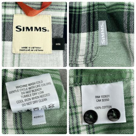 SIMMS フィッシングウェア フィッシングシャツ 長袖フランネルシャツ SIZE US M チェック柄