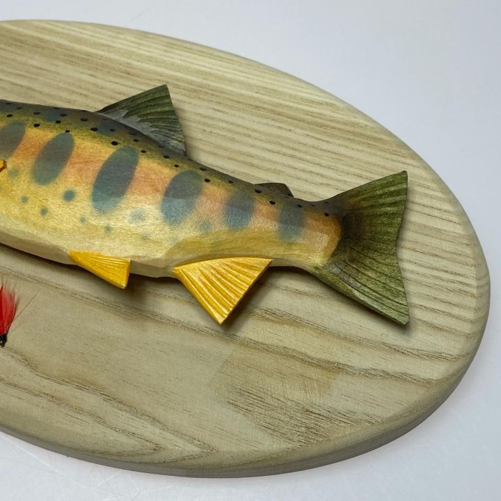 山女魚 ヤマメ 木彫り 壁掛け 渓流魚 川魚 - 中古釣り・フィッシング