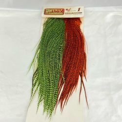 ハックルケープ　コックサドル　二色アソート　グリーン　オレンジ　ホフマン＃1 グリーン x オレンジ Bランク