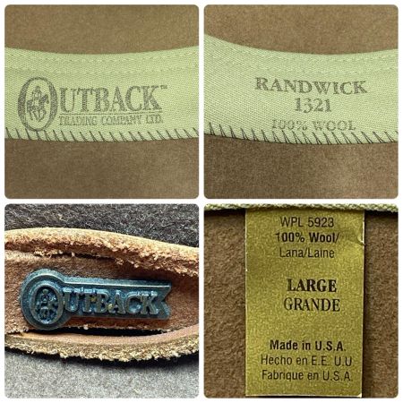  OUTBACK ハット  SIZE L ブラウン RANDWICK1321 ウール100％ RANDWICK1321 ブラウン