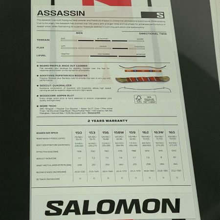  SALOMON サロモン スノーボード 153cm 未使用品(S) 25-26 SALOMON BOARD ASSASSIN アサシン