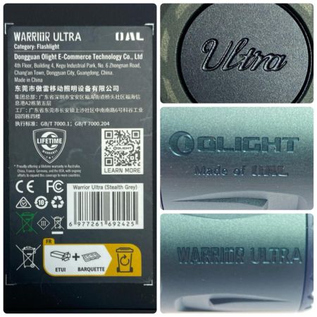  OLIGHT LEDフラッシュライト 箱イタミ有 程度A マグネットケーブル・充電池2個・ケース・外箱付 WARRIOR ULTRA