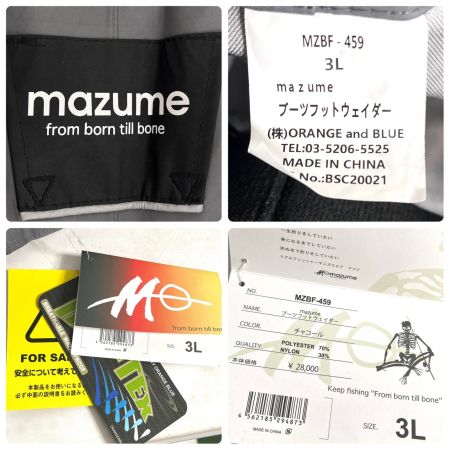 mazume マズメ ウェーダー ブーツフットウェイダー 3L タグ付 MZBF-459 チャコール